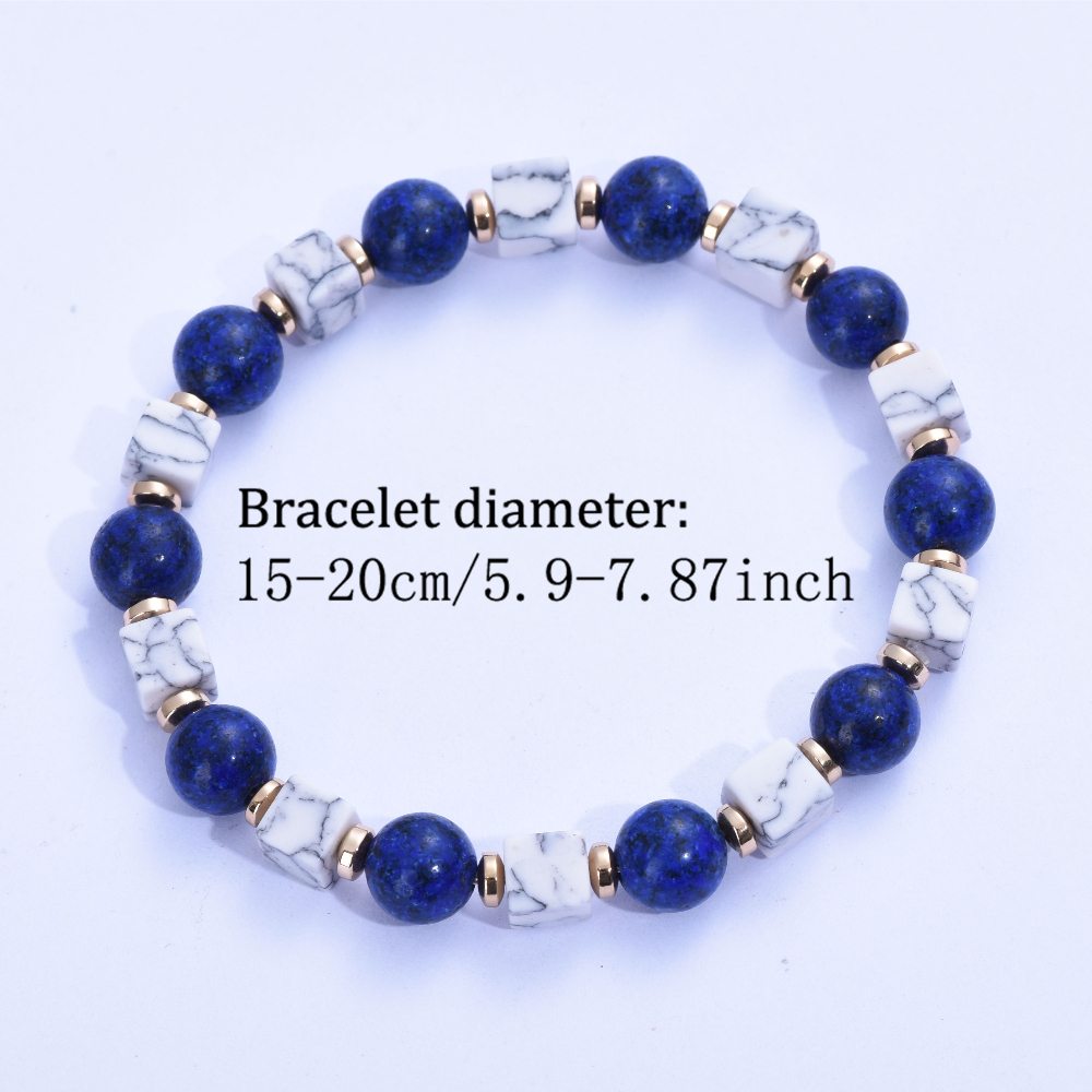 Natural Lapis Lazuli and Howlite Beaded Bracelet, Unisex Gift